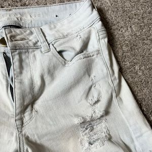 American Eagle Hi-rise Super Stretch Sky Distressed Light Jean Shorts - Size 4.